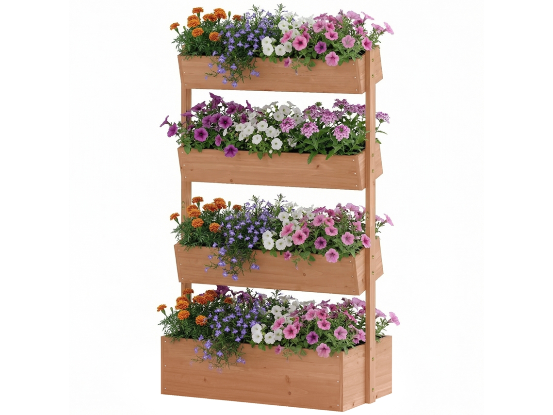 Camas Elevadas Para Jardim, Vaso Vertical Em Madeira Com Drenagem E Revestimento.