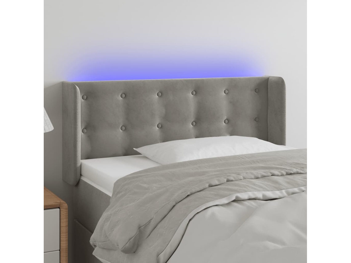 Cabecero de terciopelo con luces LED 93x16x78/88cm Gris Claro