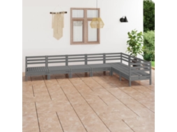 Pcs Conjunto Lounge De Jardim Pinho Maciço Cinzento Dkd Home Decor