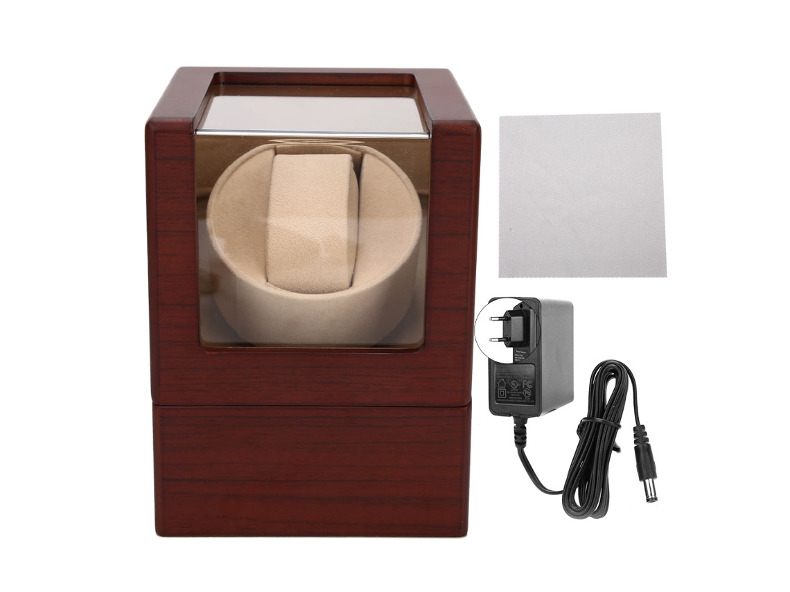 Caixa de Enrolamento de Relógio Automático com Motor Silencioso Armazenamento Display Madeira Mdf