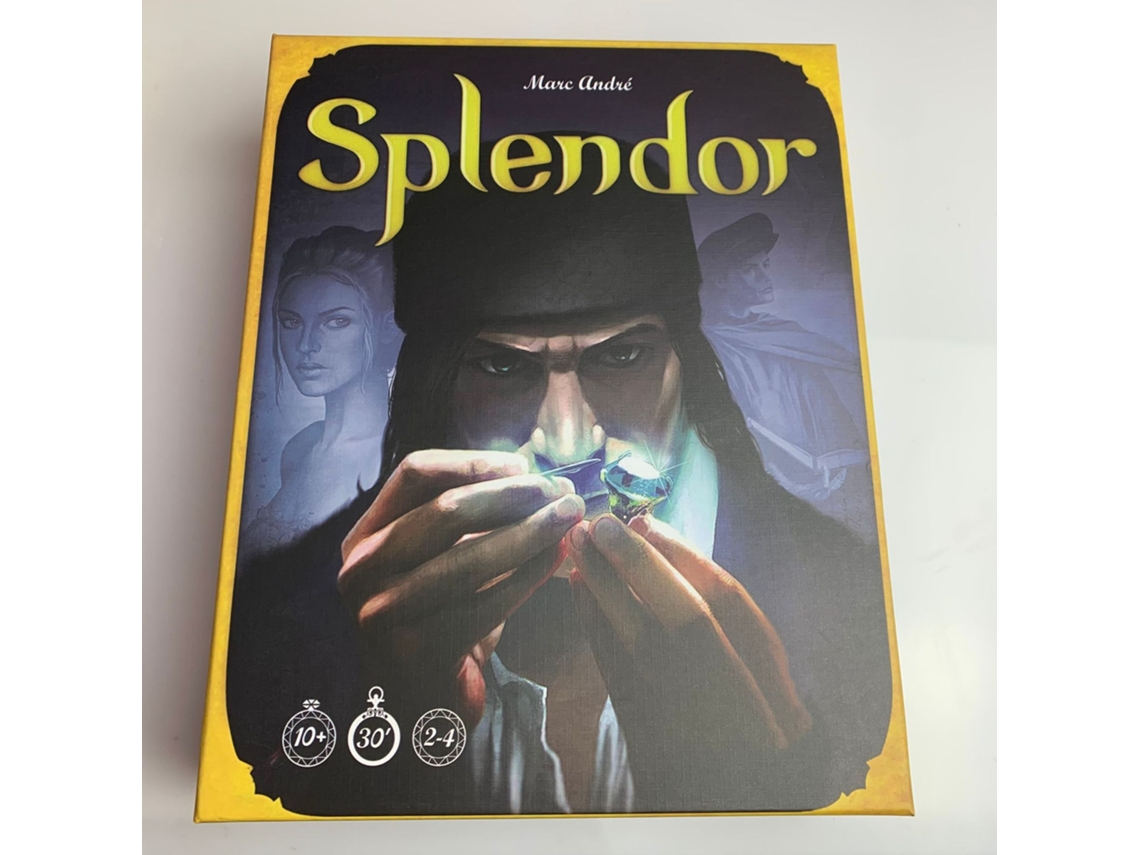 Splendor, um Jogo para Toda a Família, para 2 a 4 Jogadores, a Partir de 10 Anos, com Duração de 30 Minutos, em Inglês.