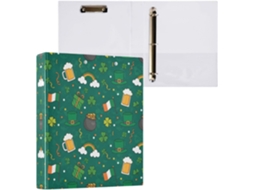 Pasta de 3 Argolas para Tamanho Carta , Organizador Redondas o Dia São Patrício, Prancheta Mat (27,9 X 21,6 Cm)