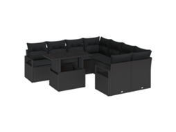 Conjunto 9 Conjunto De Sofá De Jardim Vidaxl Preto Vime Pe (100 X 55 X 73 Cm)