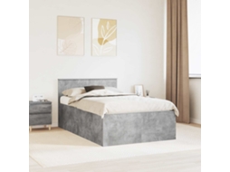 Vidaxl Estrutura Da Cama Cinzento 135 X 190 Cm Derivados De Madeira