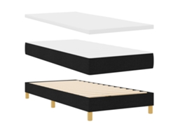 Conjunto 1 Cama Box Vidaxl Preto Tecido (90 X 190 Cm)