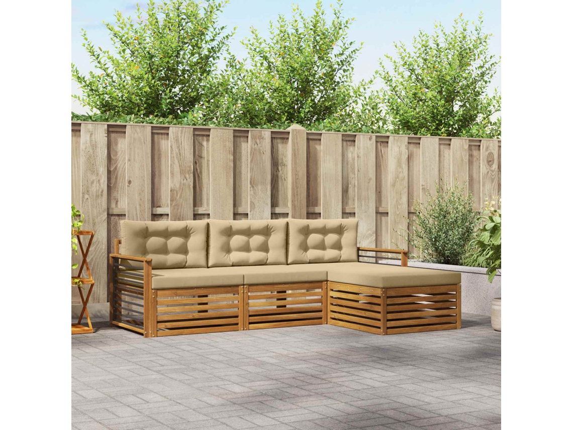 Vidaxl Conjunto De Sofás Para Exterior 4 Unid. Natural E Bege