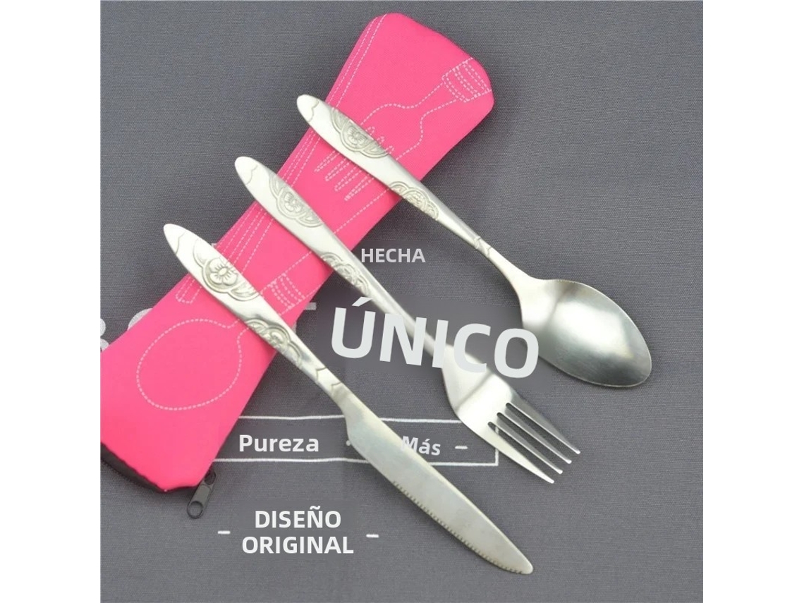Conjunto Portátil de Utensílios de Mesa para Piquenique com Zíper, Inclui Faca, Garfo e Colher. MDUG (estilo 3)