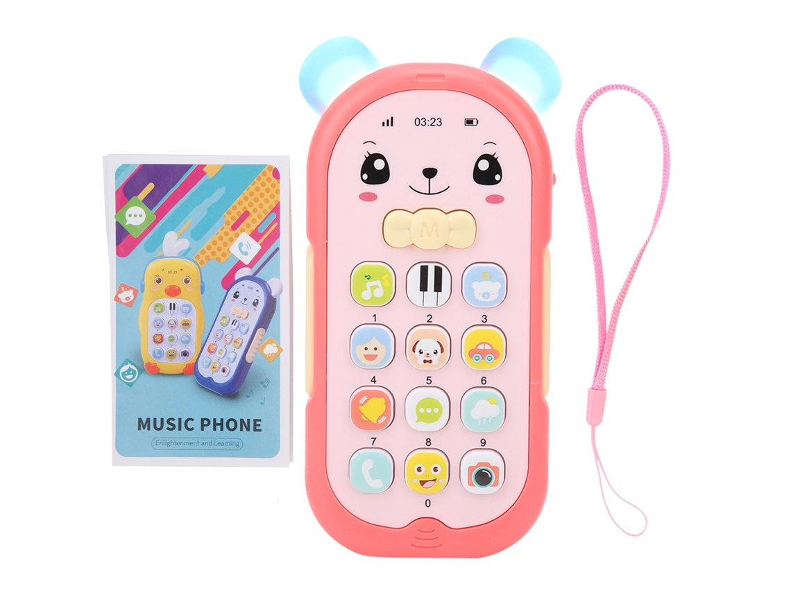 Ats brinquedo Telefone Bebê Simulação Telefone com Efeitos de Som e Luz Música Telefone Móvel Infantil Vermelho