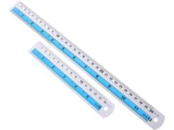 Conjunto de 2 réguas de liga de alumínio para desenho, medição e cálculo, ferramentas de medição com sistema métrico e