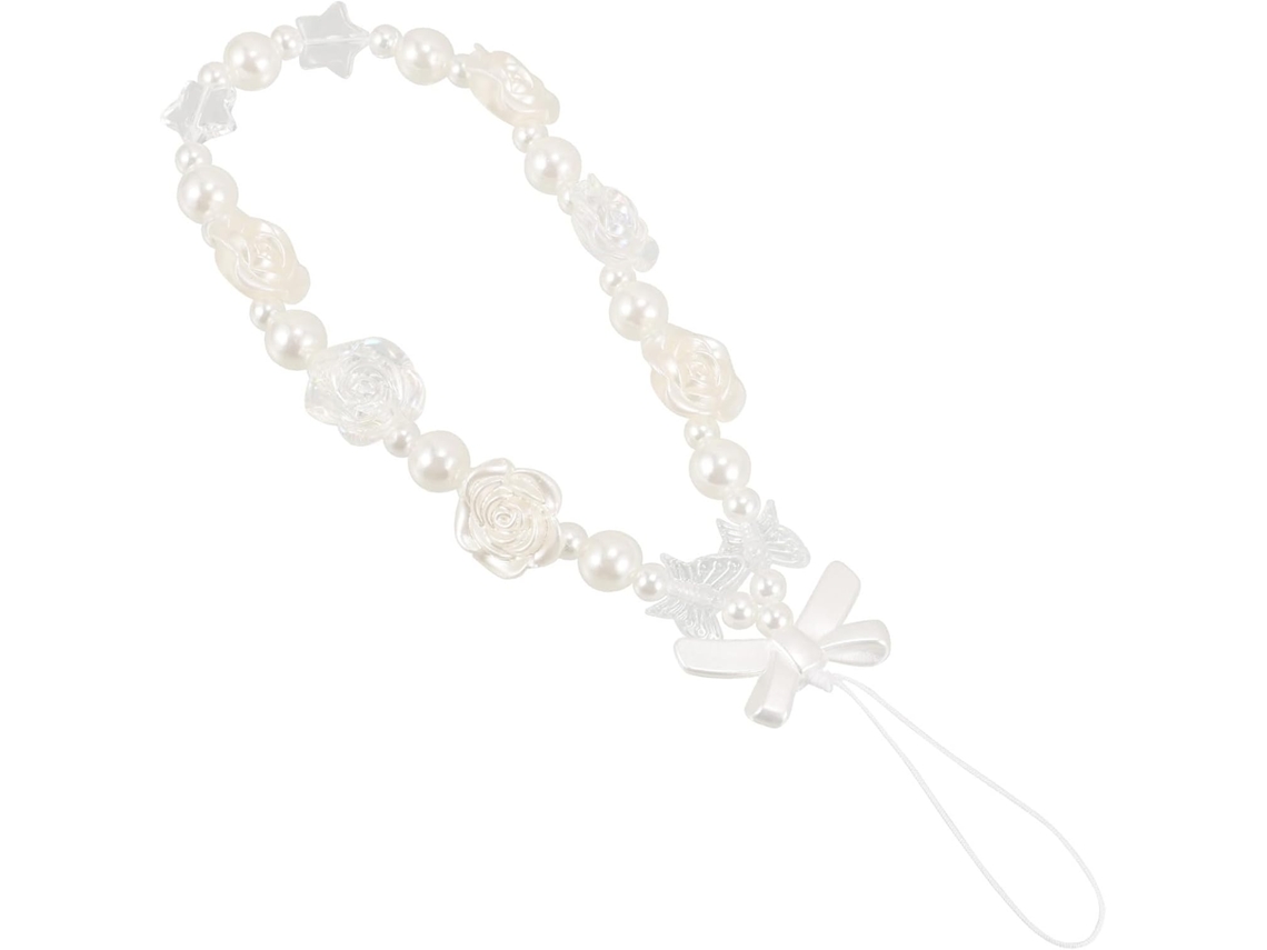 Pulseira Decorativa De Acrílico Com Laço Falso Rosa Para Celular.