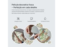 Película Vitral Folhas De Rosa Para O Quarto Espelharte (50x100 Cm)
