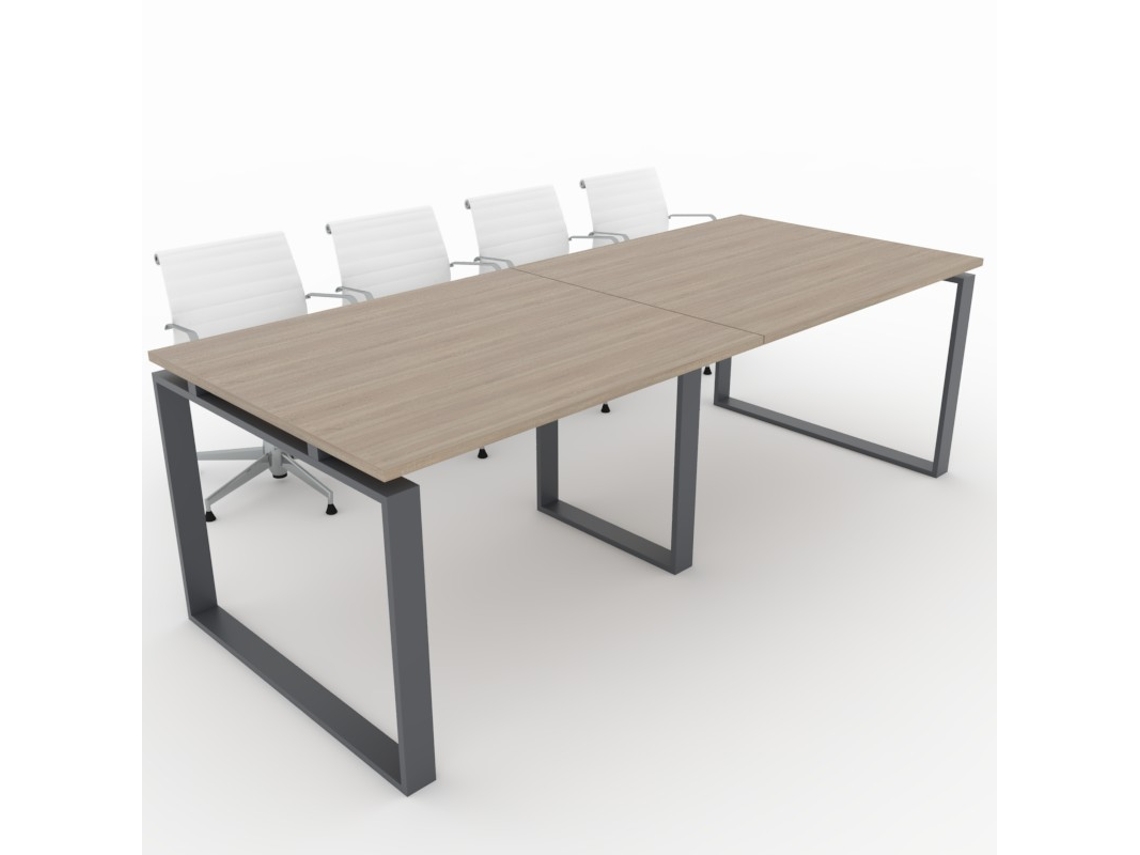 Mesa de Reunião de Casa e de Escritório Estrutura Fechada Cor Cinzento Grafite Tampo de Mesa em Melamina Cor Olmo 240X100 Fabricada em Espanha OFICIT