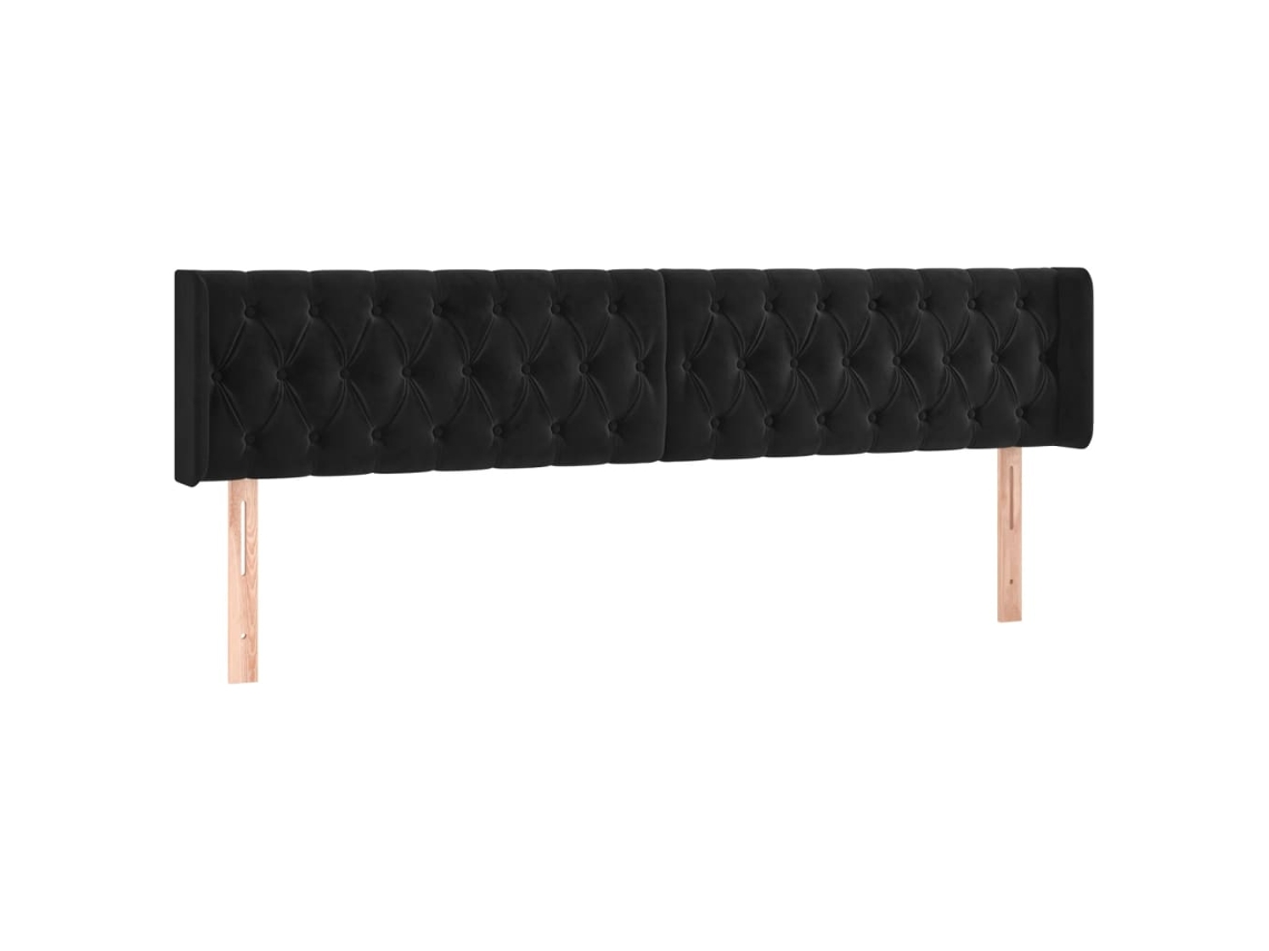 Headboard, Headboards Vidaxl Preto Veludo (203 X 16 X 78/88 Cm)