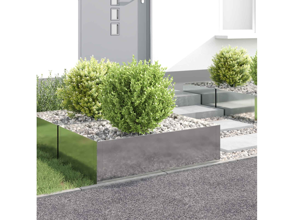 Vidaxl Acabamento Para Gramado 4 Unid. 100 X 60 X 35 Cm Aço Prateado