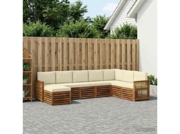 Vidaxl Conjunto De Sofás Para Exterior 6 Unid. Natural E Creme