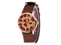 Relógio de Pulso Feminino de Nylon com Estilo Simples e Movimento de Quartzo (café)