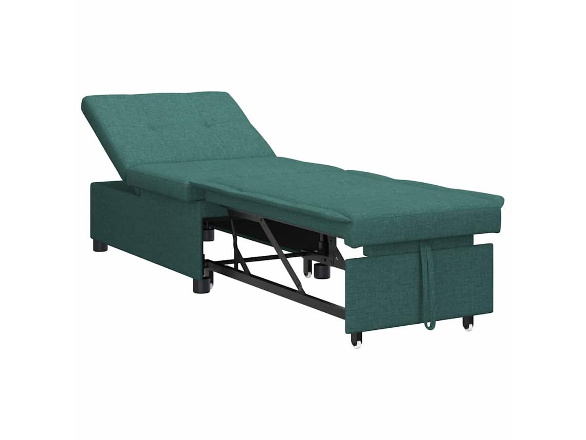 Sofá de Relaxamento Retrátil Verde Escuro 194x50x82cm Tecido HARLANV1