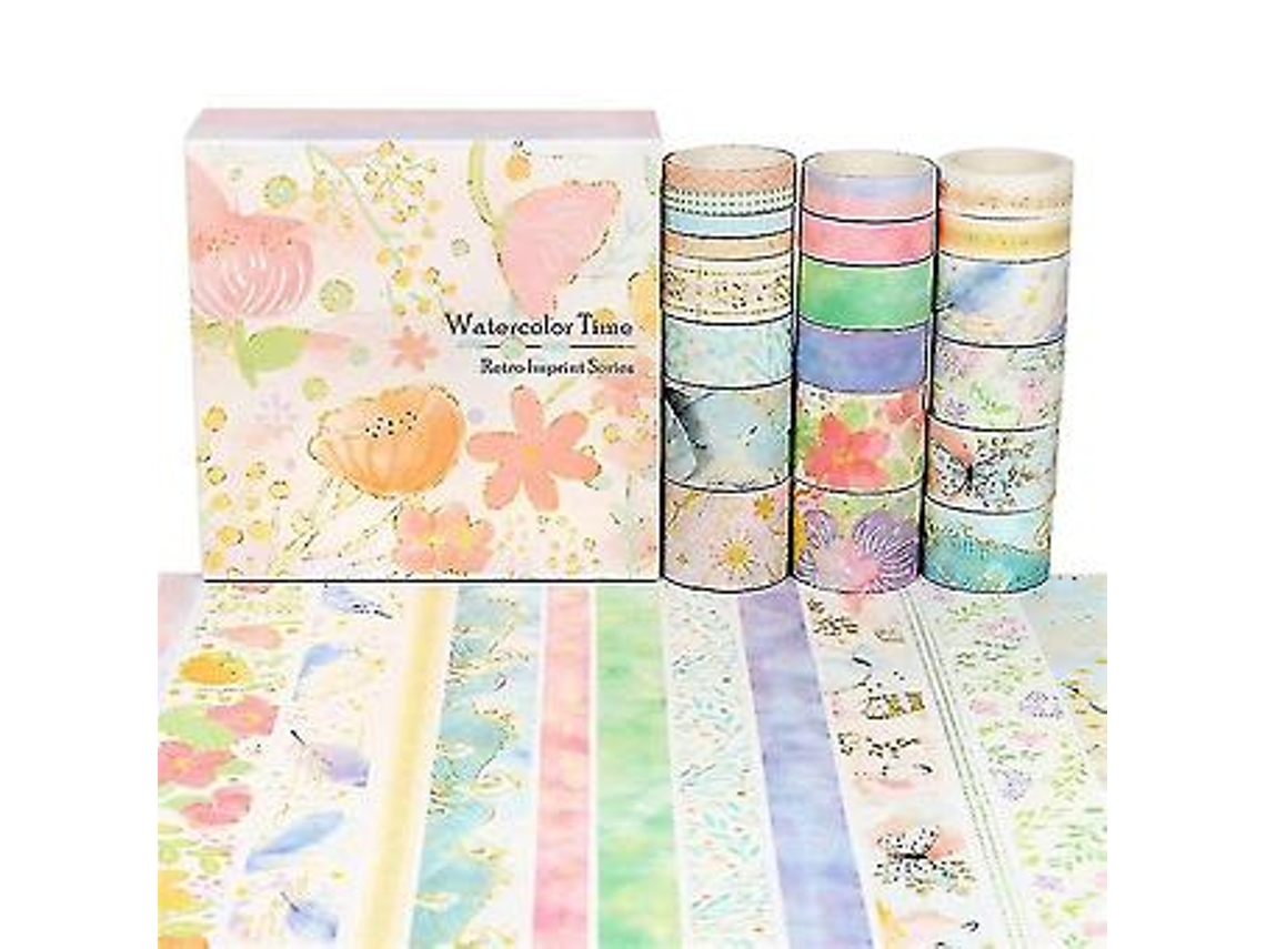 Conjunto de 20 fitas washi retrô, material de escritório, acessórios para diário, grade, scrapbooking, decoração, anúncio da Slowmoose