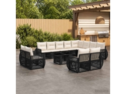 Vidaxl Conjunto De Sofá De Jardim 13 Unid. Preto E Branco Creme