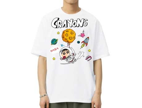 T-Shirt de Homem VREEL Crayón Shinchan Algodão Branco (L)