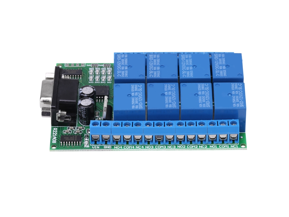 Laxiscreed Módulo De Relé 12v 8 Canais Rs232 Para Automação Residencial