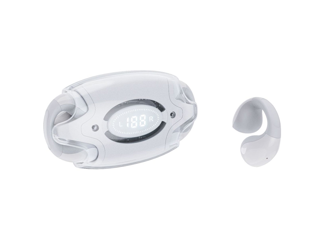Fones Abertos Bluetooth Verdadeiros Sem Fio JIAPEI com Clipe Orelha, Resistente ao Suor, Carregamento Rápido, 24h, Branco