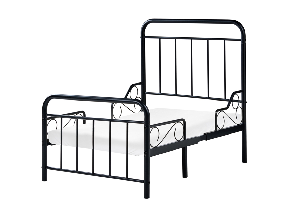 Cama Infantil Metálica Extensível Beliani Anais De Ferro Preto 90x130-160-200