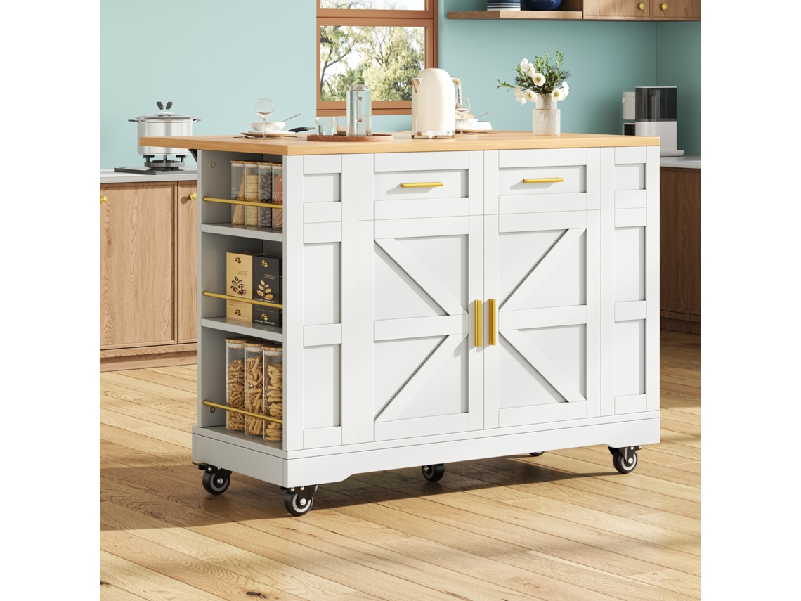 Ilha De Cozinha Moderna Com Mesa De Jantar Multifuncional E Armário Extensível Sini Tech Store
