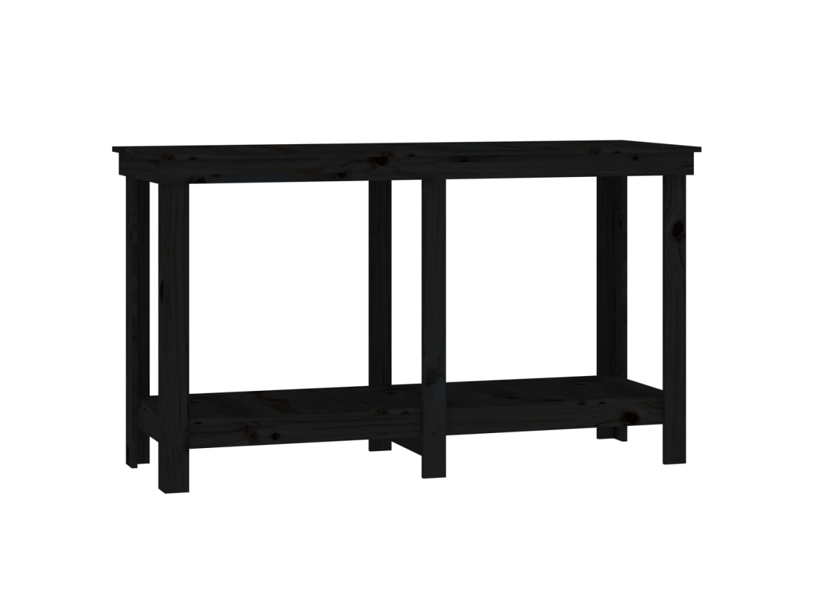 Banco de Trabalho 140x50x80 Cm Pinho Maciço Preto MAISON EXCLUSIVE