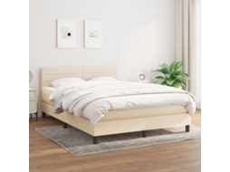 Vidaxl Cama Com Molas/colchão 140x190 Cm Tecido Cor Creme