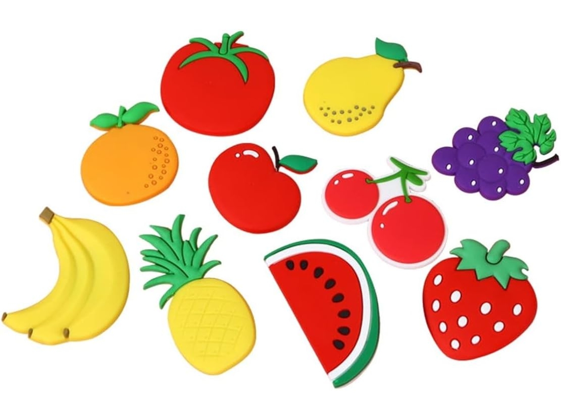 Ímãs De Frutas Borracha Para Geladeira, 10 Peças, Estilos Decorativos Variados