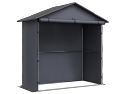 Casinha de Jardim 1,1x2m com Porta de Enrolar e Garagem para Bicicletas e Motocicletas Cinza Escuro