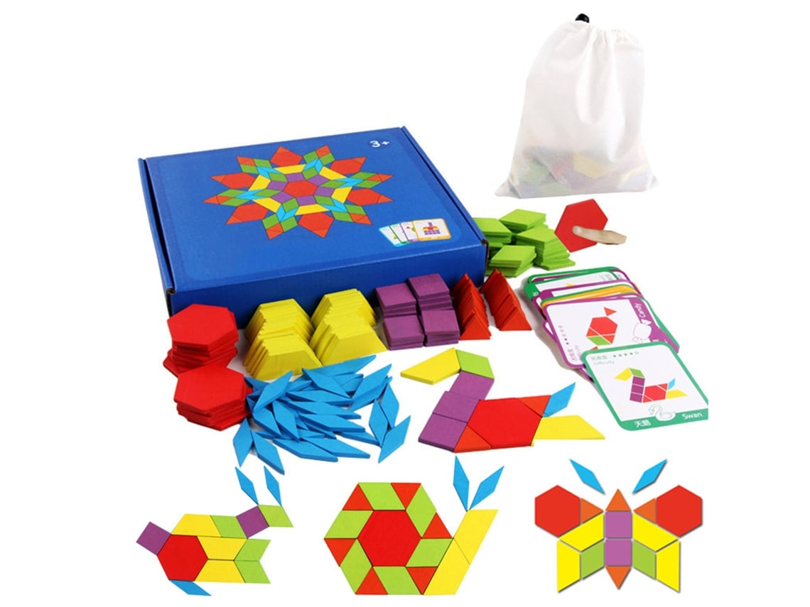 Ats bloques de Madera de Formas Geométricas 155pcs Juego de Puzzle Educatsivo Temprano Divertido e Innovador para Niños Regalo