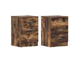 Conjunto de 2 Mesas de Cabeceira Madeira Cor Carvalho Fumado MAISON EXCLUSIVE (38x35x56 cm)