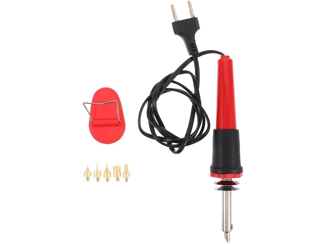 Kit De Pirografia Com Ferro De Soldar Elétrico Ergonômico E Cabo De Borracha.