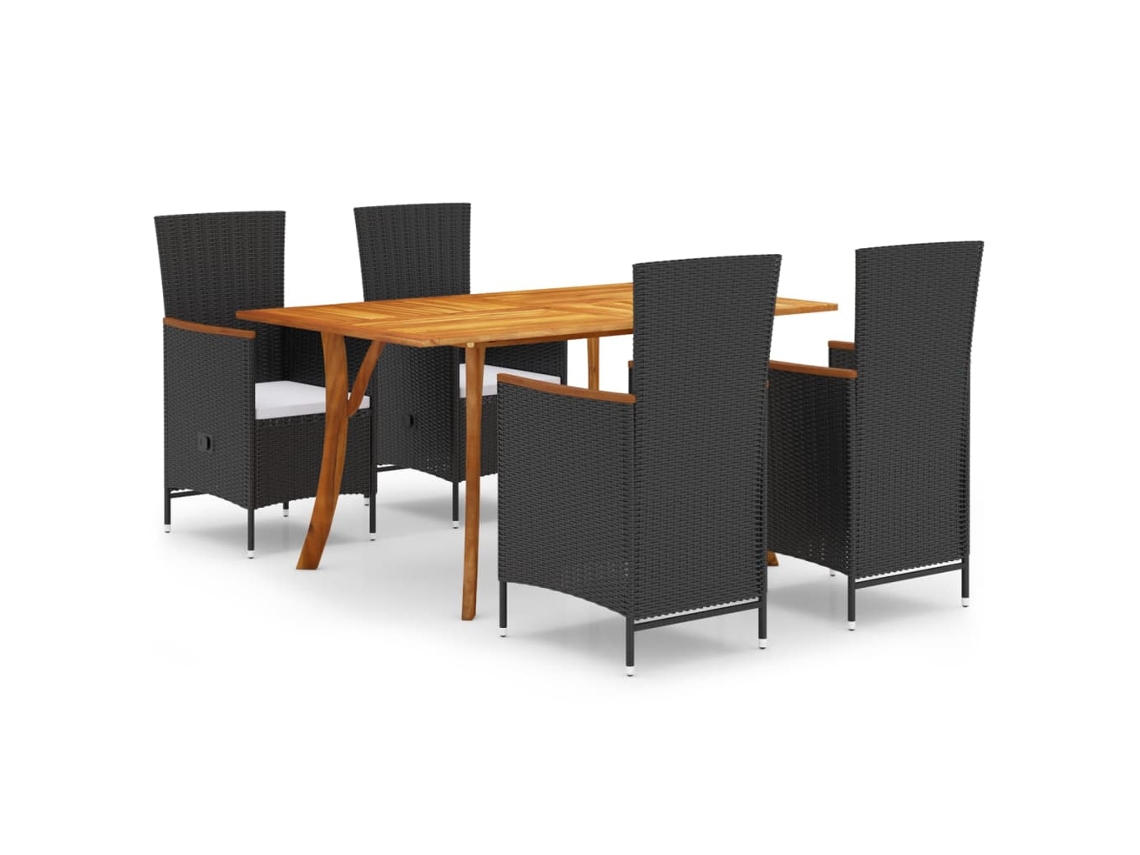 5 Pcs Conjunto de Jantar para Jardim Preto MAISON EXCLUSIVE