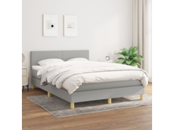 Vidaxl Cama Com Molas/colchão 140x200 Cm Tecido Cinzento-claro