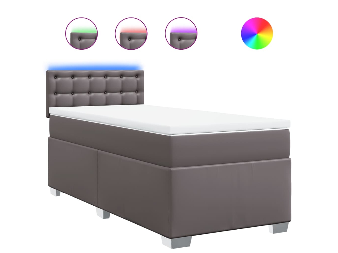 Cama com Molas Couro Artificial Cinzento MAISON EXCLUSIVE 90x190 cm