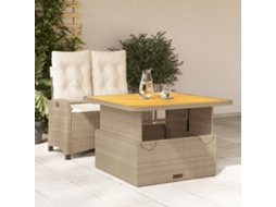 Pcs Conjunto De Jantar P/ Jardim Com Almofadões Vime Pe Bege Dkd Home Decor