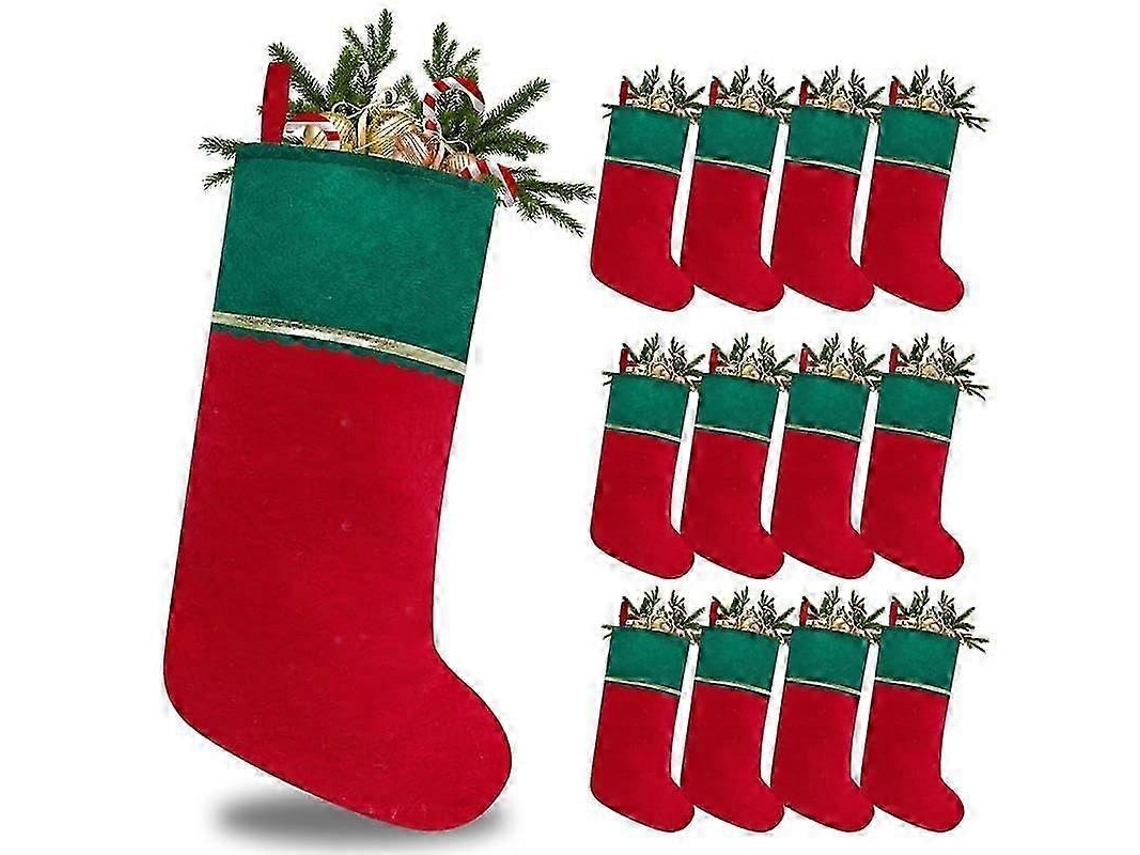 Meia Natalina Em Veludo Vermelho Com Detalhes Brancos, Para Doces E Presentes. Loja Olysi