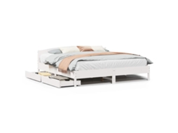 Bed Frame, Bed Frames Vidaxl Branco Madeira De Pinho (200 X 200 Cm)