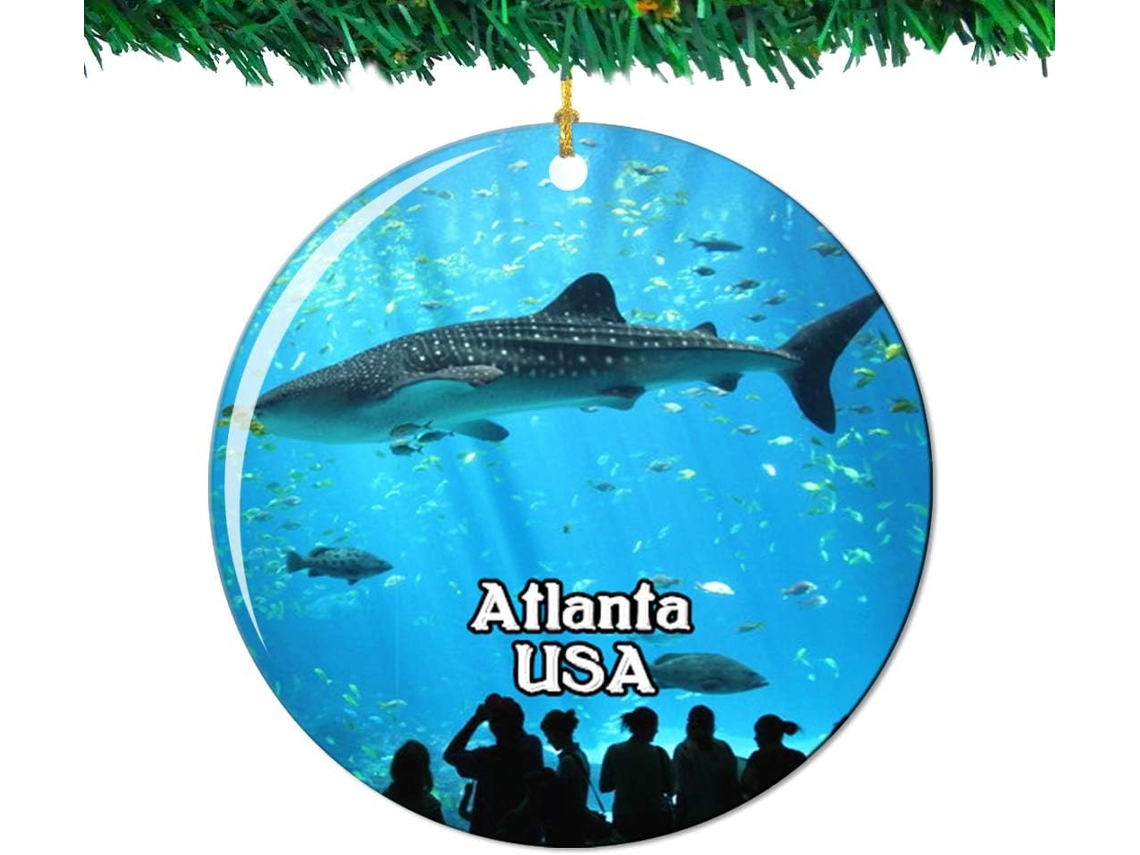 Georgia Aquarium Atlanta America Eua Decoração De Porcelana Dupla Face Suspensa 7 Cm