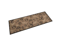 Vidaxl Tapete Cozinha Lavável 60x180 Cm Veludo Padrão Morning Castanho