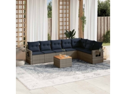 Vidaxl Conjunto De Sofá De Jardim Com 8 Peças E Almofadas Em Rattan Sintético Cinza
