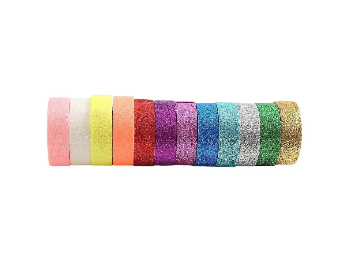 Lurelia Conjunto De Fita Washi, 12 Rolos De Fita Washi Colorida Com Glitter Para Artesanato, Embrulhos De Presentes E Diário, 1,37 Cm X 3,8 Cm ()