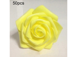 50 Rosas Artificiais de Espuma para Decoração de Casamento, Buquê de Noiva e Festa , Cor Amarela. AQUAFORGE (faça Você Mesmo)