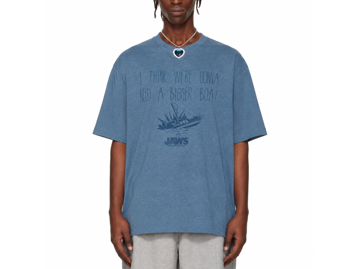 Rockinstone Jaws Movie Bigger Heather Indigo Adult T-shirt Size:s