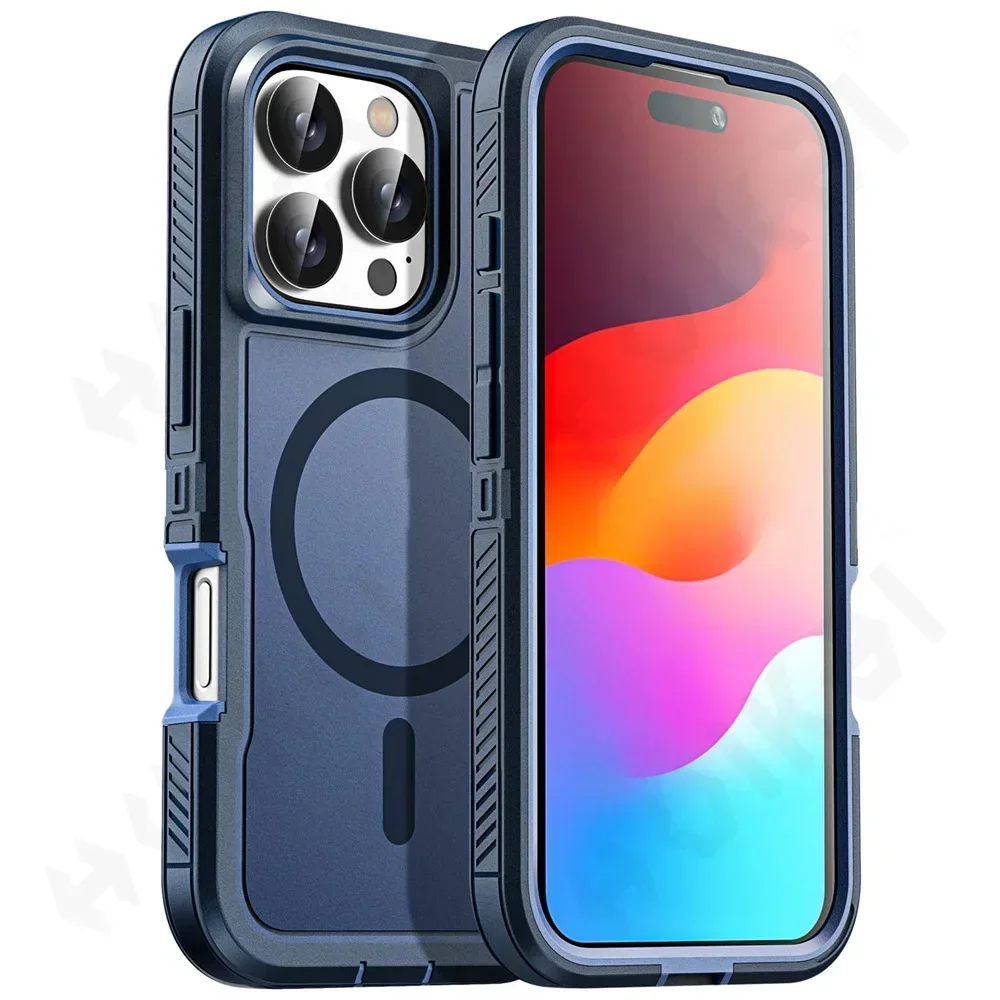 Capa Para Celular (azul, Iphone 11), Compatível Com Carregamento Sem Fio Magsafe, Resistente E Durável, À Prova De Choque E Quedas.