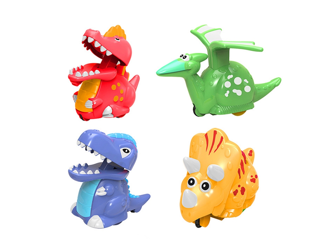 Primerox 4pcs Brinquedos Dinossauro Carrinho Pressão e Inércia para Crianças Festas Natal
