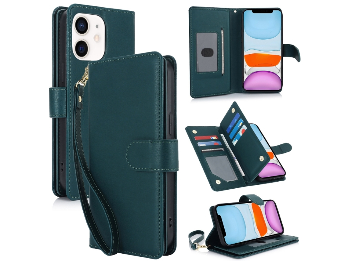 Capa Carteira De Couro Para Iphone 11 - Com Rfid - Para Vários Cartões